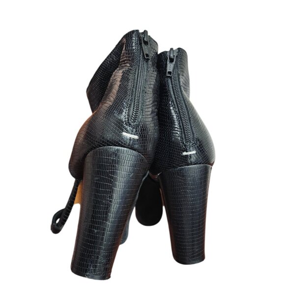 Maison Martin Margiela Black Lizard Embossed Ankle Heels Size 39 US 8.5 Open Toe - Picture 11 of 16